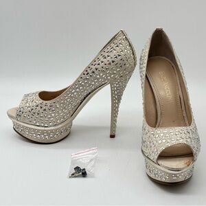 Enzo Angiolini ‘Lost Love 2’ Peep-Toe 6” Pumps Rhinestone Embellished size 5.5